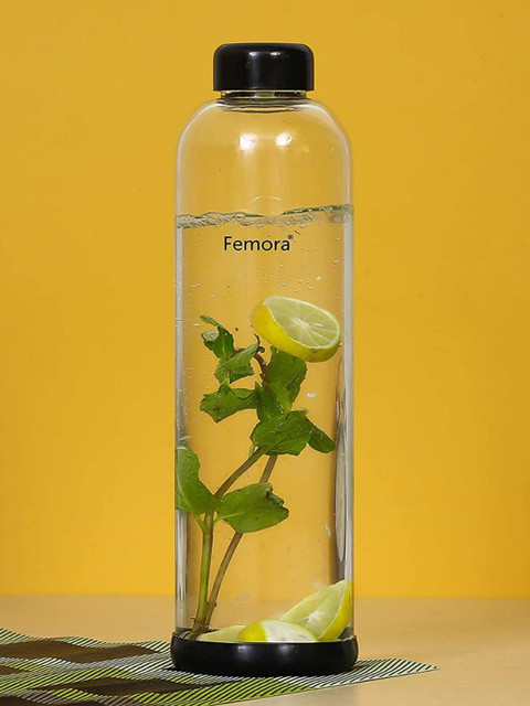 

Femora Borosilicate Glass Silicone Grip Fridge Bottle - 500 ml, Transparent
