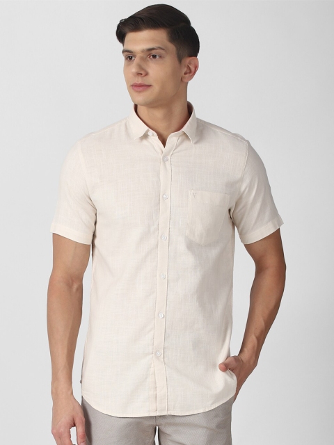

Van Heusen Sport Men Cream-Coloured Slim Fit Cotton Casual Shirt