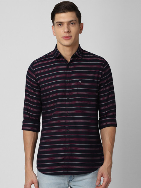 

Van Heusen Sport Men Black Slim Fit Horizontal Stripes Striped Cotton Casual Shirt