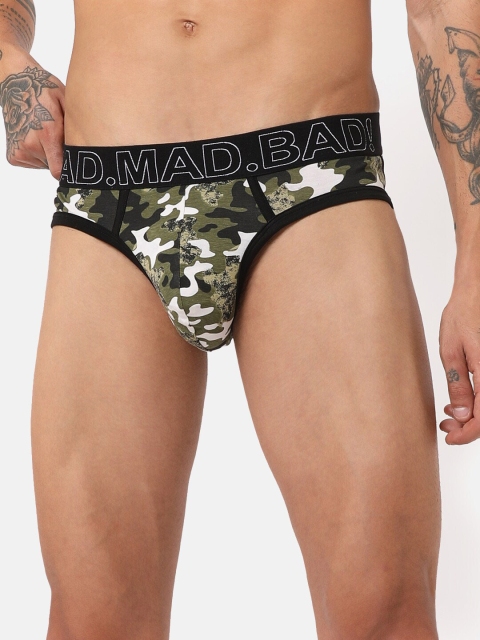 

RAD.MAD.BAD Men Green & White Camouflage Printed Antimicrobial Cotton Briefs