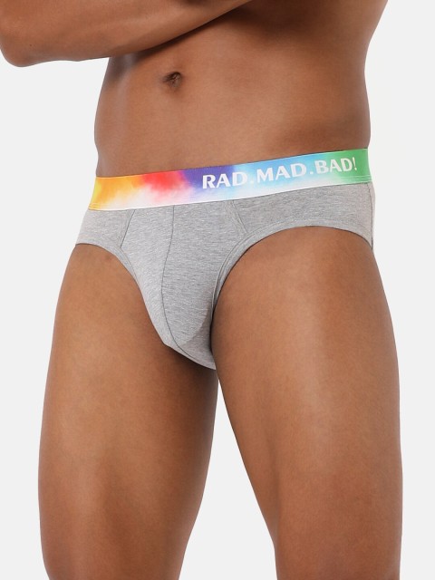 

RAD.MAD.BAD Men Grey Solid Anti Microbial Briefs 8906142150400