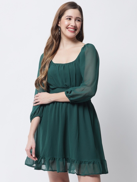 

The Vanca Green Solid Mini Dress