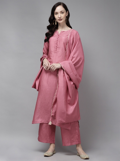 

Indo Era Pink Solid Dupatta