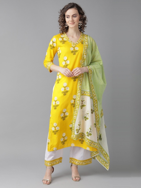 

Indo Era White & Green Printed Dupatta