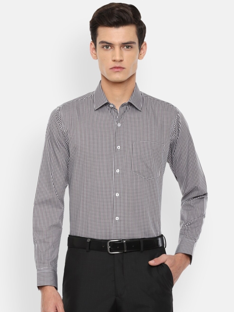 

Van Heusen Men Grey Micro Checks Checked Slim Fit Cotton Formal Shirt