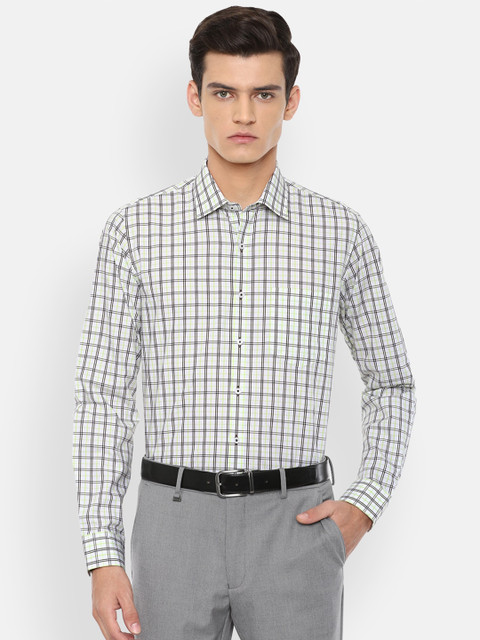 

Van Heusen Men White Slim Fit Checked Cotton Formal Shirt