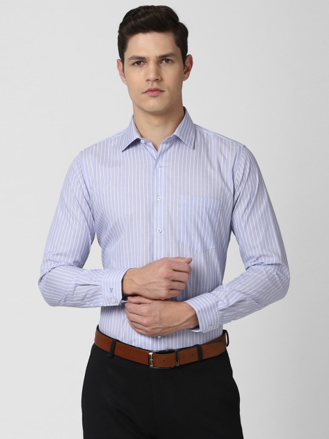 

Van Heusen Men Blue Cotton Slim Fit Striped Formal Shirt