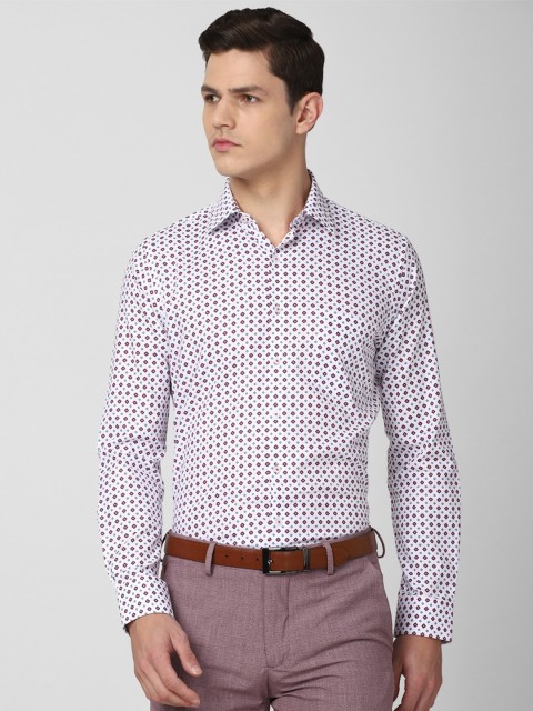 

Van Heusen Men Maroon Slim Fit Printed Pure Cotton Formal Shirt