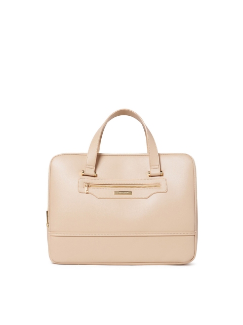 

Forever New Women Beige Solid 10 Inch Leather Laptop Bag