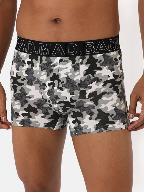 

RAD.MAD.BAD Men Grey & White Camouflage Printed Trunk - 8906142150929