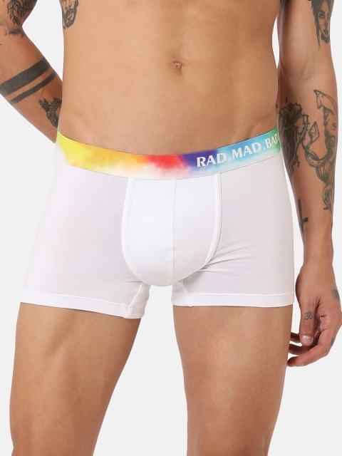 

RAD.MAD.BAD Men White Solid Cotton Trunk 8906142150523