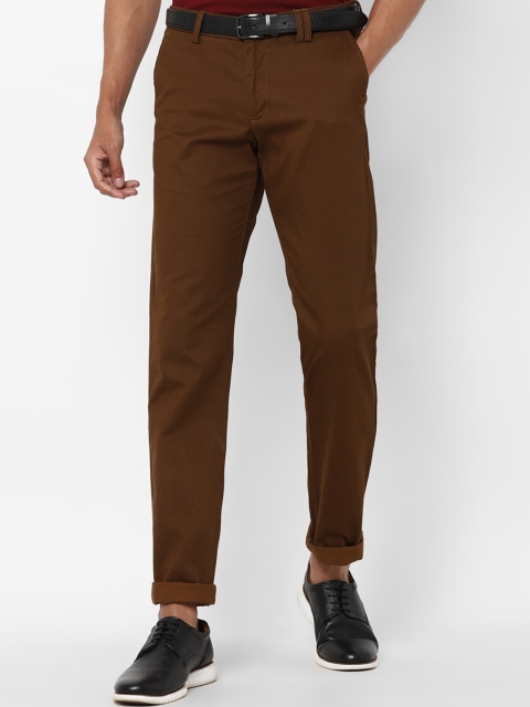

Allen Solly Men Brown Textured Printed Slim Fit Trousers