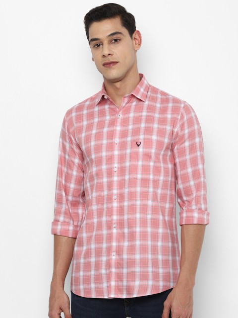 

Allen Solly Men Pink Slim Fit Checked Pure Cotton Casual Shirt