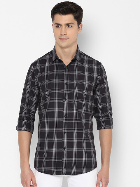 

Allen Solly Men Navy Blue Slim Fit Tartan Checks Checked Casual Shirt