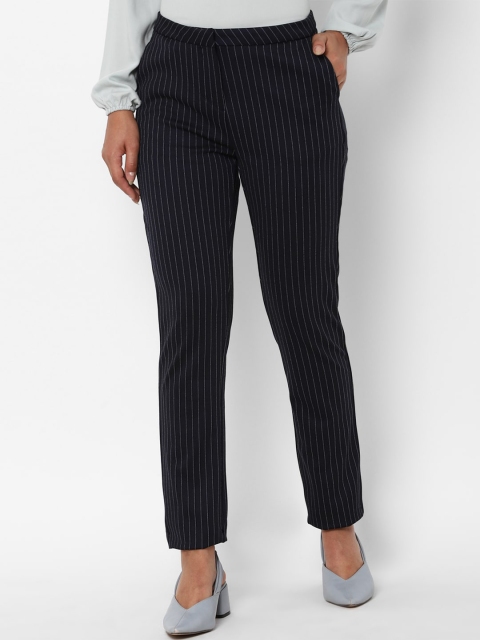 

Allen Solly Woman Women Black & White Striped Formal Trousers