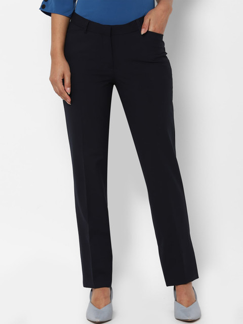 

Allen Solly Woman Women Navy Blue Solid Formal Trousers