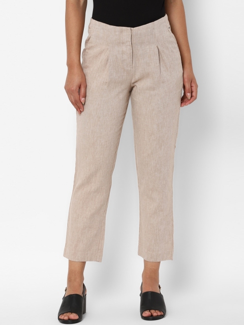 

Allen Solly Woman Women Beige Pleated Trousers