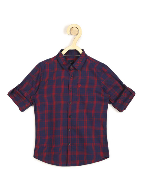 

Allen Solly Junior Boys Navy Blue Slim Fit Checked Casual Shirt
