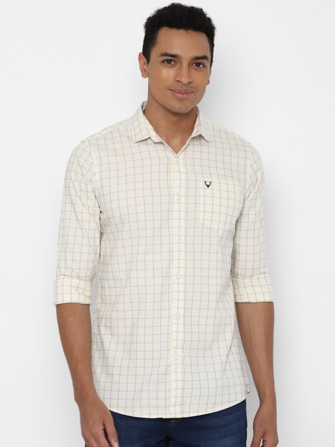 

Allen Solly Sport Men Cream-Coloured Grid Tattersall Checks Checked Casual Shirt