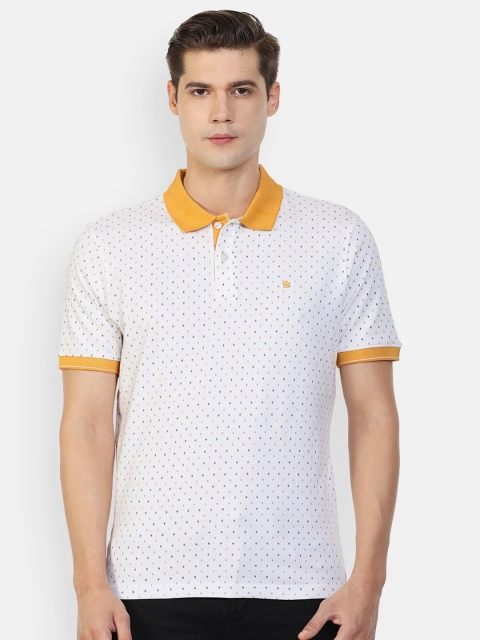 

Louis Philippe Men White Printed Polo Collar Cotton T-shirt