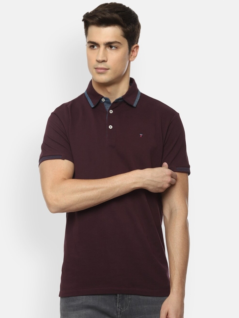 

Louis Philippe Jeans Men Maroon Polo Collar Slim Fit Pure Cotton T-shirt