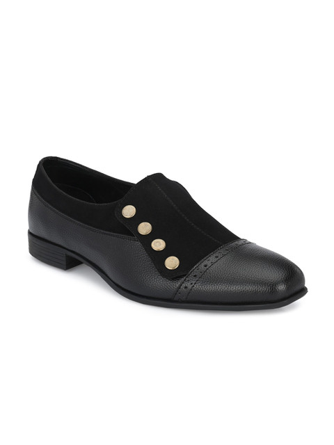 

KLEAT Men Black Solid Leather Slip-On Formal Shoe