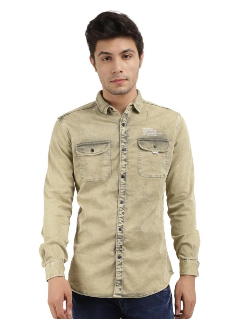

V-Mart Men Olive Green Standard Slim Fit Denim Casual Shirt