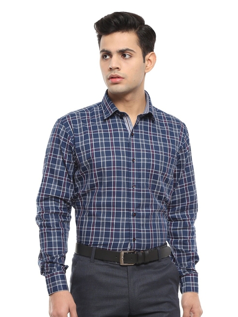 

V-Mart Men Turquoise Blue Standard Tartan Checks Checked Formal Shirt