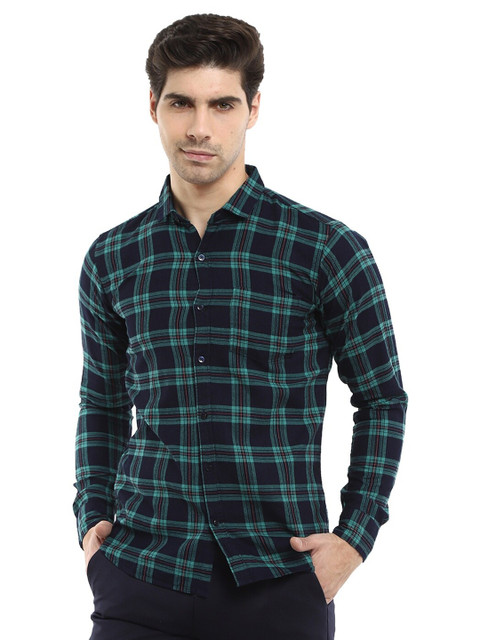 

V-Mart Men Green Standard Slim Fit Tartan Checks Checked Casual Shirt