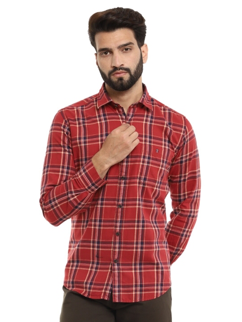 

V-Mart Men Red Standard Tartan Checks Checked Casual Shirt