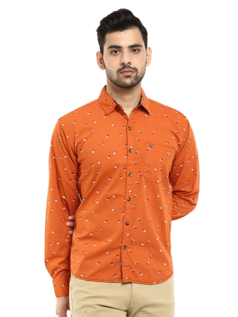 

V-Mart Men Orange Standard Slim Fit Printed Casual Shirt