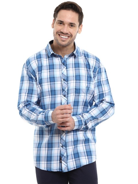 

V-Mart Men Blue Standard Tartan Checks Checked Casual Shirt