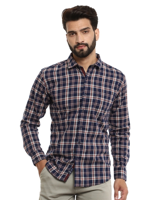 

V-Mart Men Navy Blue Standard Tartan Checks Checked Casual Shirt