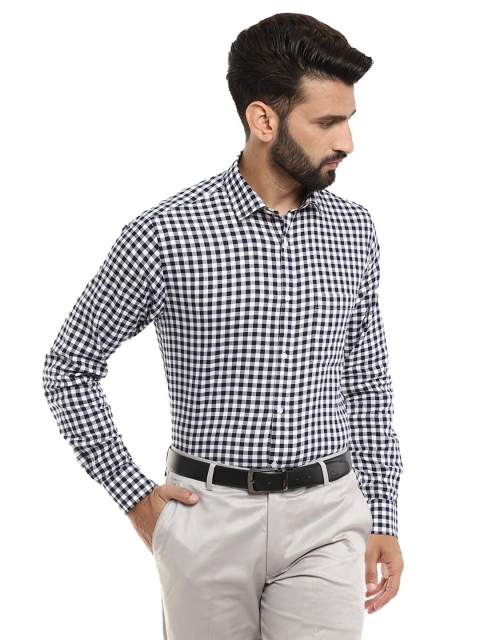 

V-Mart Men Turquoise Blue Standard Gingham Checks Checked Formal Shirt