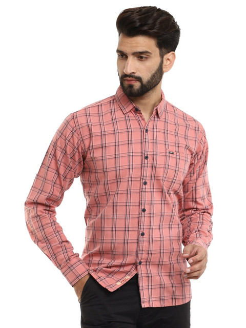 

V-Mart Men Pink Standard Slim Fit Tartan Checks Checked Casual Shirt