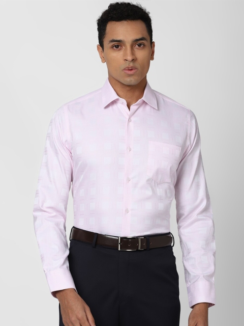 

Van Heusen Men Pink Slim Fit Checked Formal Shirt