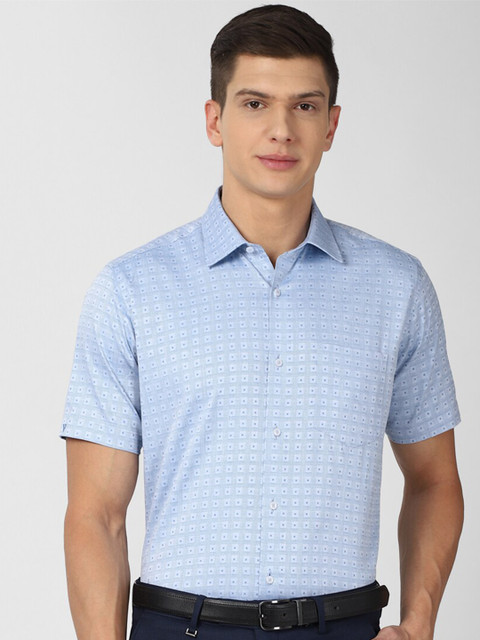 

Van Heusen Men Blue Printed Cotton Casual Shirt