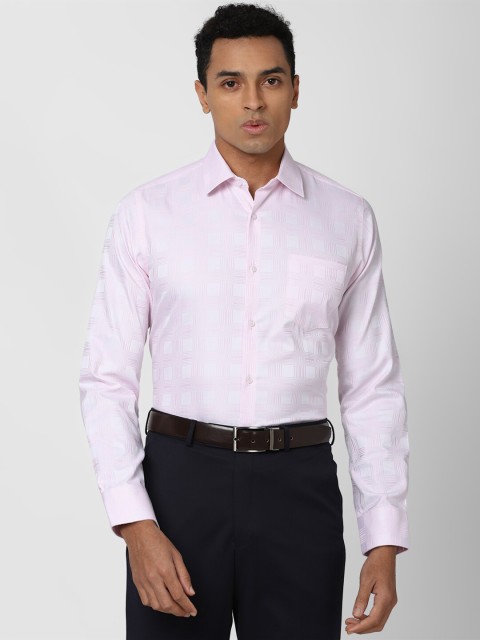 

Van Heusen Men Pink Slim Fit Checked Formal Shirt