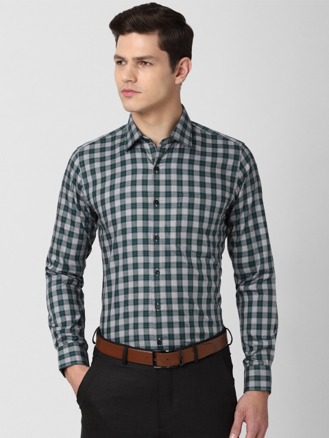 

Van Heusen Men Green Slim Fit Checked Formal Shirt