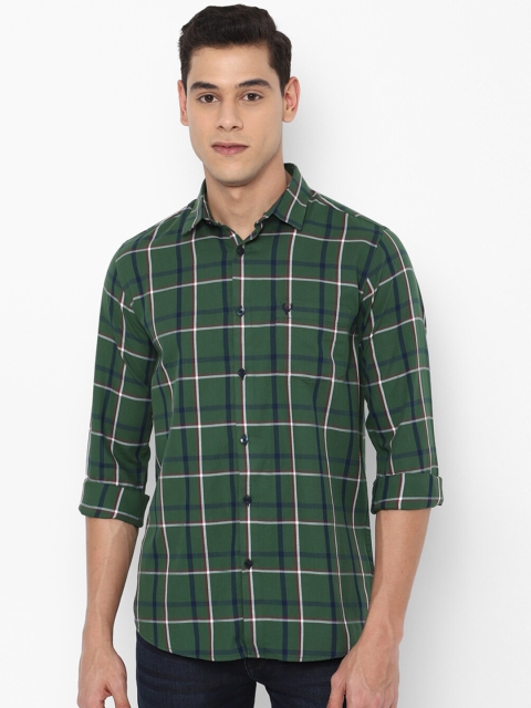 

Allen Solly Men Green Slim Fit Checked Cotton Casual Shirt