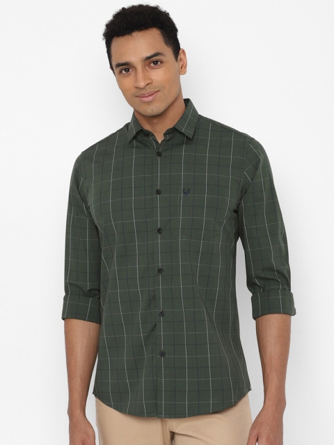 

Allen Solly Men Olive Green Slim Fit Checked Casual Shirt