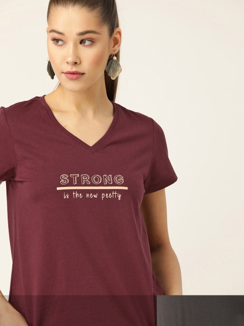 

DressBerry Women Pack of 2 T-shirts, Maroon