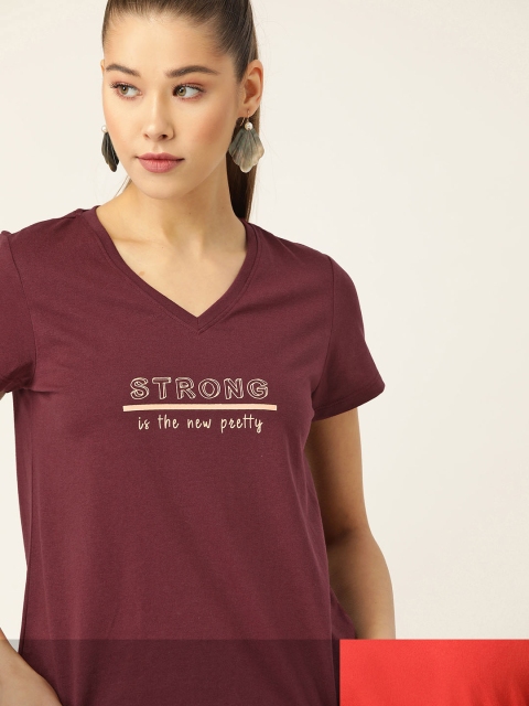 

DressBerry Women Pack of 2 T-shirts, Maroon