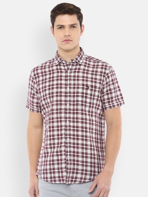 

Louis Philippe Jeans Men Maroon Slim Fit Checked Casual Shirt