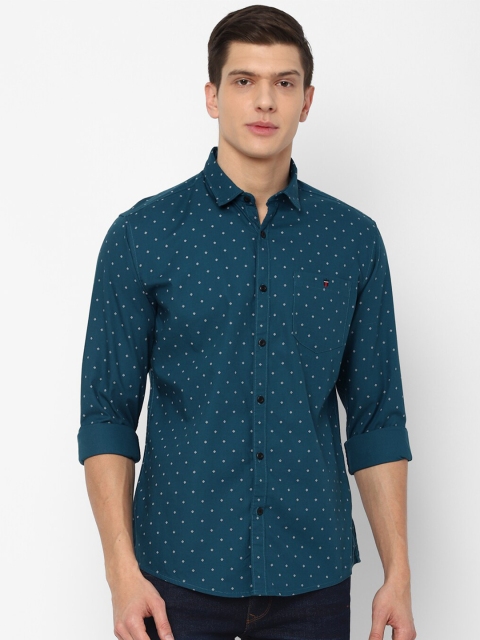 

Louis Philippe Jeans Men Green Slim Fit Micro Ditsy Printed Cotton Casual Shirt