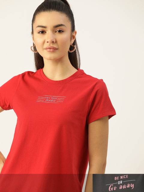 

DressBerry Women Pack of 2 Typography Print T-shirts, Charcoal