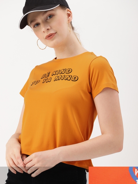 

DressBerry Women Pack of 2 Typography Print T-shirts, Rust