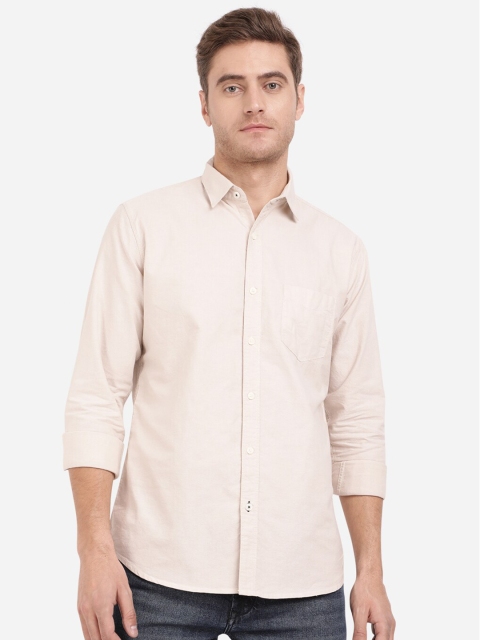 

JADE BLUE Men Cream-Coloured Slim Fit Casual Shirt