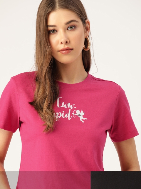 

DressBerry Women Pack of 2 Cotton T-shirts, Pink