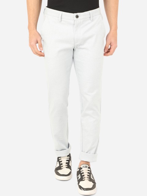

JADE BLUE Men Blue Slim Fit Pure Cotton Trousers